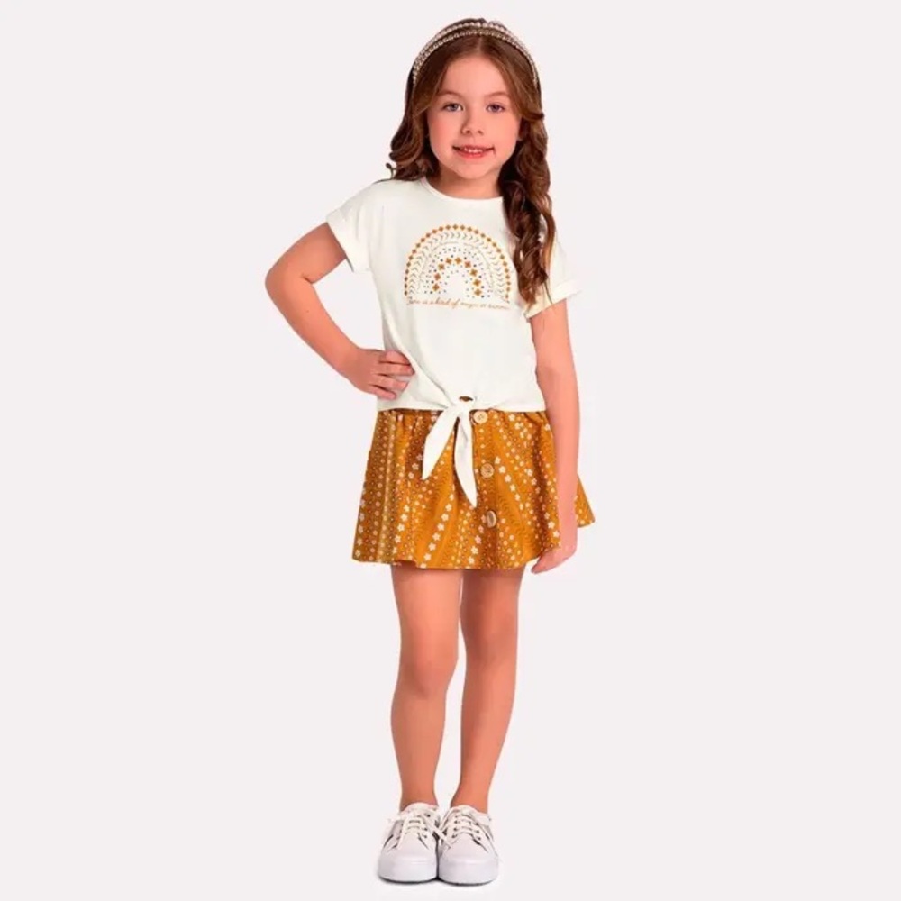Milon Yellow button boho Skirt